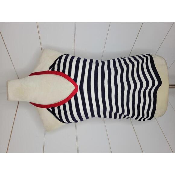 Lauren Ralph Lauren large navy white & red halter sweater - Picture 1 of 4